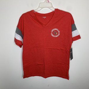 NWT Captivating Apparel Womens M Red Louisville Cardinals Short Sleeve Shirt